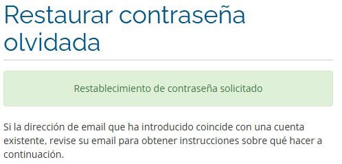 Envío de nueva contraseña
